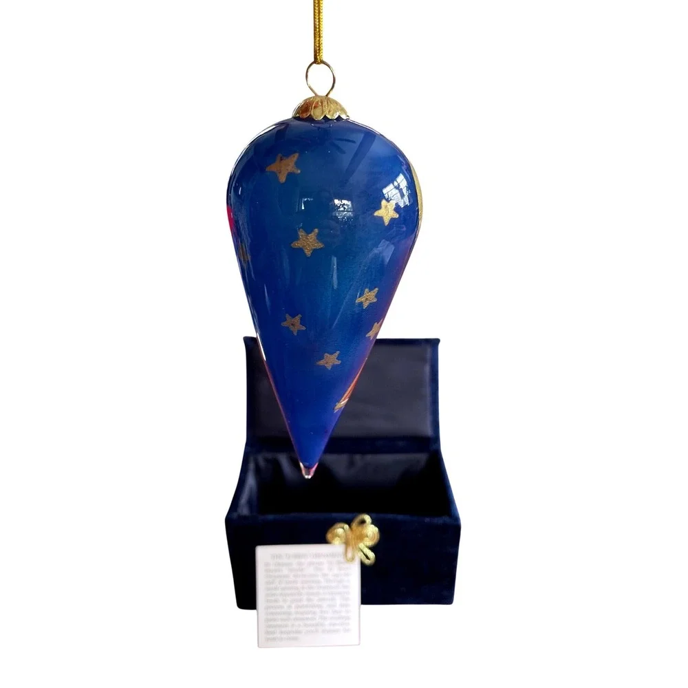 Li Bien 2000 Angel Glass Christmas Ornament Hand Painted Inside Blue Velvet Box
